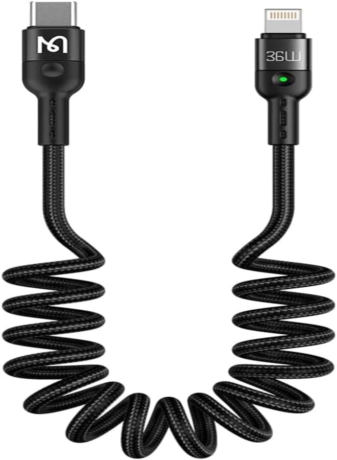 Mcdodo USB-C to Lightning Spring Cable, 1.8 Meter Length, Black